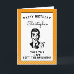 Carte Personnalisé 80e anniversaire sur la colline drôle<br><div class="desc">Dites joyeux anniversaire et amusez-vous avec cette vintage carte d'anniversaire de style rétro avec cette ambiance "au-dessus de la colline". Facilement customisé en utilisant le modèle fourni.</div>