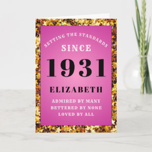 Carte Personnalisé 90e anniversaire 1931 Pink Gold Chic