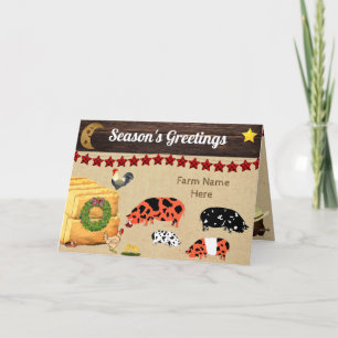 Carte Personnalisé - Campagne Noël KuneKune Ferme de coc