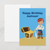 Carte Personnalisé Cool Pirate Garçon Enfants Joyeux ann (Devant / Derrière)