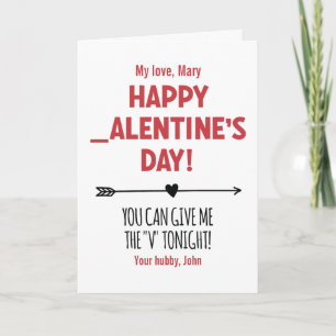 Carte Personnalisé Coquin Donne-moi le 'V' ce soir Flèch