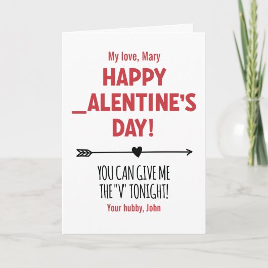 Carte Personnalisé Coquin Donne-moi le 'V' Ce Soir Flèch (Devant)