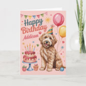 Carte Personnalisé Cute Goldendoodle Anniversaire (Devant)