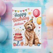 Carte Personnalisé Cute Goldendoodle Anniversaire