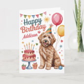 Carte Personnalisé Cute Goldendoodle Anniversaire (Devant)