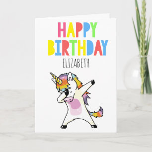 Carte Personnalisé Dabbing Unicorn Girl Joyeux Anniversa