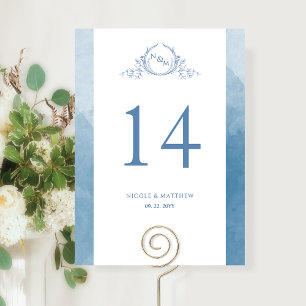 Carte Personnalisé, élégant Mariage bleu Monogram
