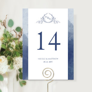 Carte Personnalisé, Élégant Monogramme Bleu Marine Maria
