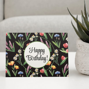 Carte Personnalisé, Fleurs sauvages colorés Joyeux anniv