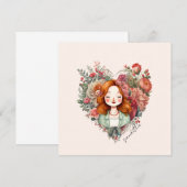 Carte Personnalisé Floral Jolie Dame (Devant / Derrière)