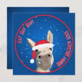 Carte Personnalisé Funny Donkey Père Noël Pun 2025 Holid (Devant / Derrière)