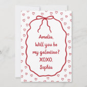 Carte Personnalisé Galentine's Day Cute Red Hearts & Bow (Devant)