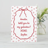 Carte Personnalisé Galentine's Day Cute Red Hearts & Bow (Debout devant)