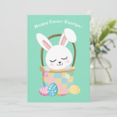Carte Personnalisé Happy Bunny de Pâques mignonette enfa (Debout devant)