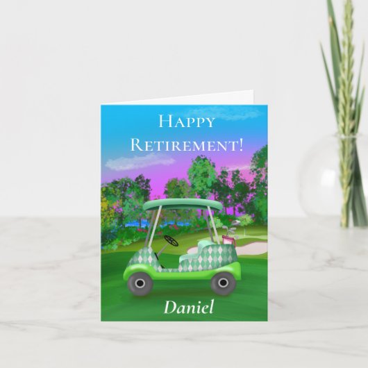 Carte Personnalisé Happy Retirement Golf Sunset Green (Devant)