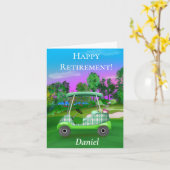 Carte Personnalisé Happy Retirement Golf Sunset Green (Fleur jaune)