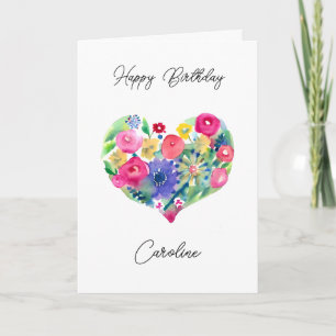 Carte Personnalisé Joyeux Anniversaire Floral Wreath
