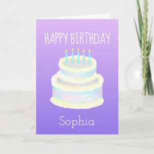 Carte Personnalisé Joyeux gâteau d'anniversaire violet