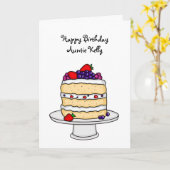 Carte Personnalisé Joyeux gâteau d'éponge d'anniversaire (Fleur jaune)