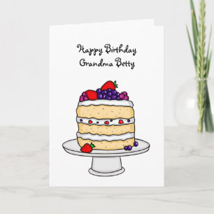 Carte Personnalisé Joyeux gâteau d'éponge d'anniversaire