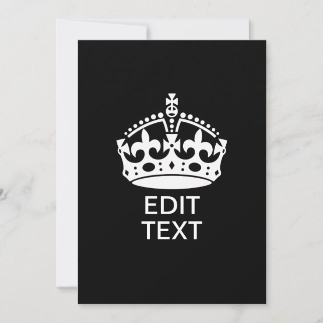 Carte Personnalisé KEEP CALM CROWN Modifier le texte (Devant)