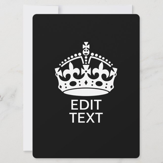 Carte Personnalisé KEEP CALM CROWN Modifier le texte (Devant)