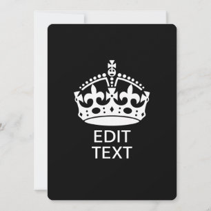Carte Personnalisé KEEP CALM CROWN Modifier le texte