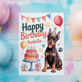Carte Personnalisé mignon Doberman Chien Anniversaire