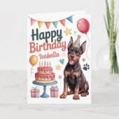 Carte Personnalisé mignon Doberman Chien Anniversaire (Devant)