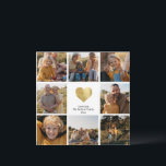 Carte Personnalisé Multi Photo Family Keepsaké Gold Hear<br><div class="desc">Un collage photo moderne,  simple et élégant dans une mise en page en grille avec un coeur doré et un message personnalisé de votre famille.</div>