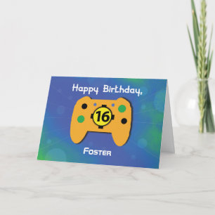 Carte Personnalisé Nom 16 Ans Gamer Contrôleur