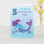 Carte Personnalisé Nom 5Anniversaire Sparkday Look Merma (Fleur jaune)