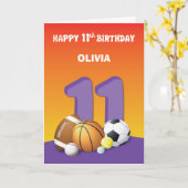 Carte Personnalisé Nom et Relation Fille 11e Anniversair (Fleur jaune)