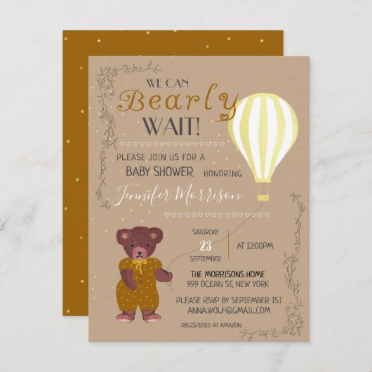 Carte Personnalisé, nous pouvons attendre un Baby shower (Devant / Derrière)