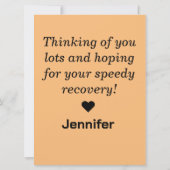 Carte Personnalisé Obtenez bien bientôt (Dos)