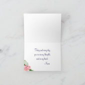 Carte Personnalisé "Penser à vous" Bandes marines Roses (Intérieur)