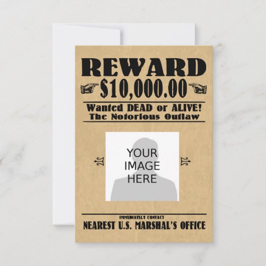 Carte Personnalisé Recherché mort ou vivant (Devant)