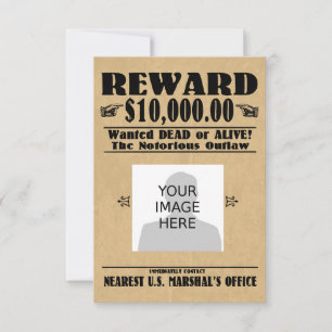 Carte Personnalisé Recherché mort ou vivant