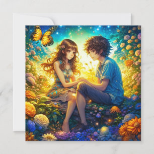 Carte Personnalisé romantique Anime Couple Valentine's D