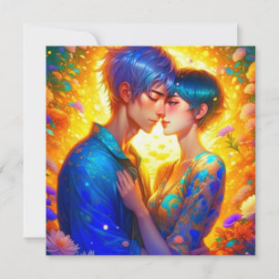 Carte Personnalisé romantique Anime Couple Valentine's D