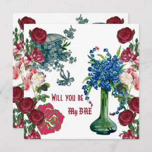 Carte Personnalisé Serez-Vous Mon BAE Vase Rustique Rose