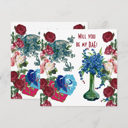 Carte Personnalisé Serez-Vous Mon BAE Vase Rustique Rose (Devant / Derrière)