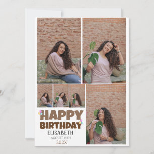 Carte Personnalisé Simple Anniversaire Élégant Collage P
