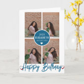 Carte Personnalisé Simple Anniversaire Élégant Collage P (Fleur jaune)