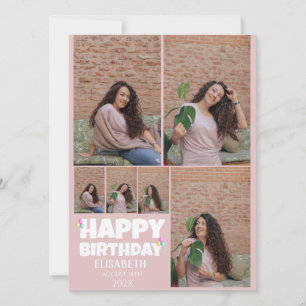 Carte Personnalisé Simple Anniversaire Élégant Collage P