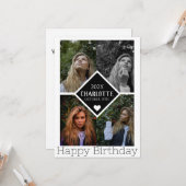 Carte Personnalisé Simple Anniversaire Élégant Collage P (Devant/Arrière en situation)