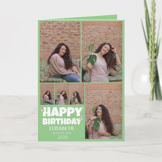 Carte Personnalisé Simple Anniversaire Élégant Collage P (Devant)