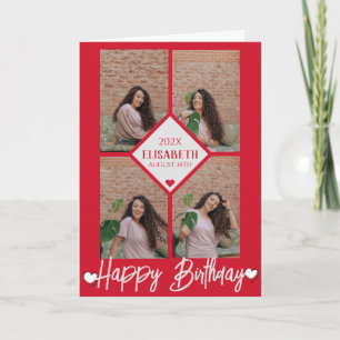 Carte Personnalisé Simple Anniversaire Élégant Collage P
