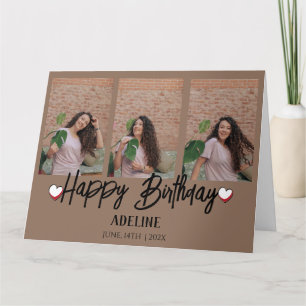 Carte Personnalisé Simple Anniversaire Stylé Trois Photo