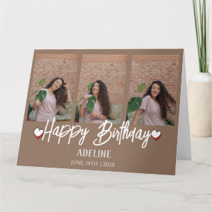 Carte Personnalisé Simple Anniversaire Stylé Trois Photo